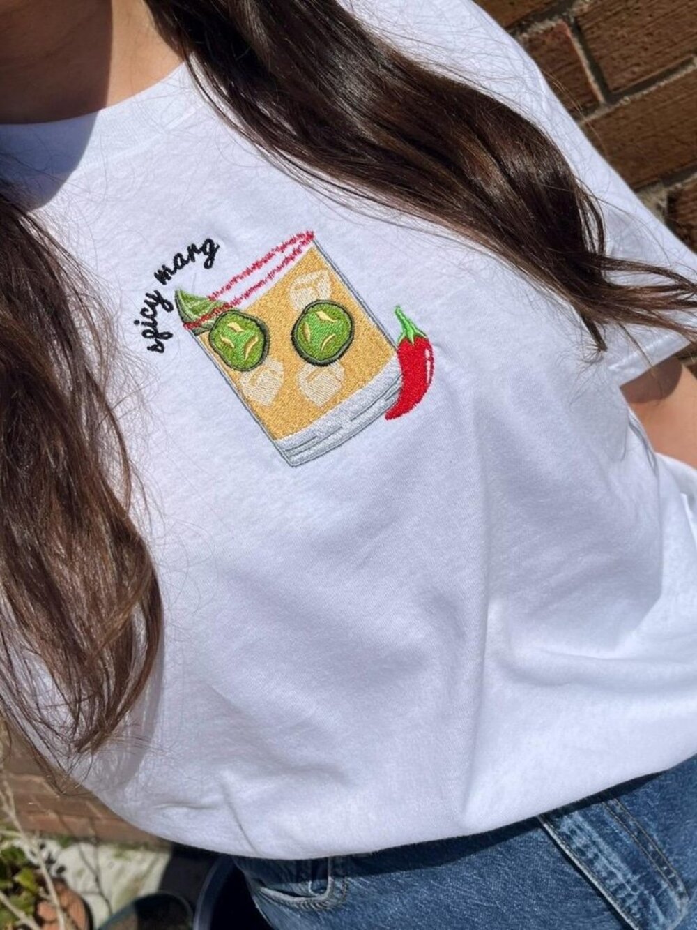 Spicy Marg Embroidered T-Shirt 🌶️🍸✨ | Unisex Cocktail Graphic Tee